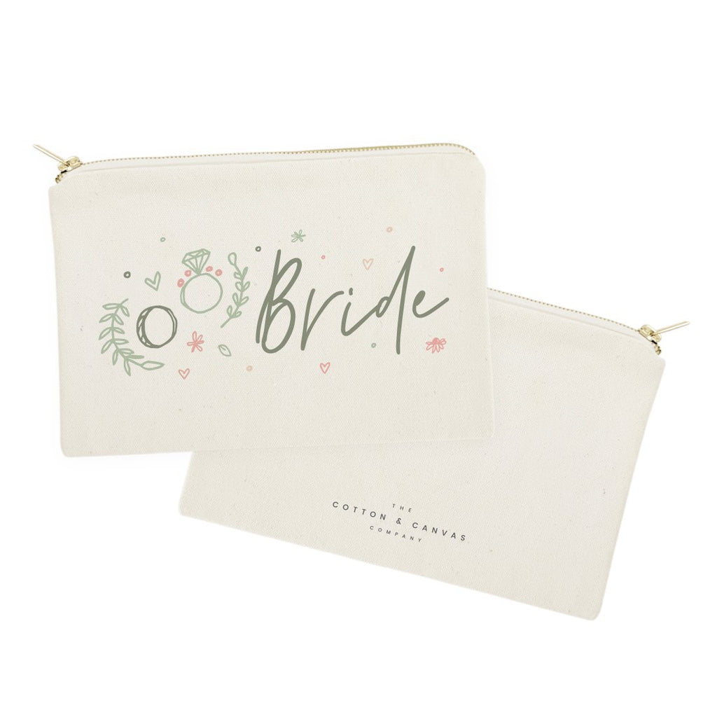 Floral Bride Cotton Canvas Cosmetic Bag