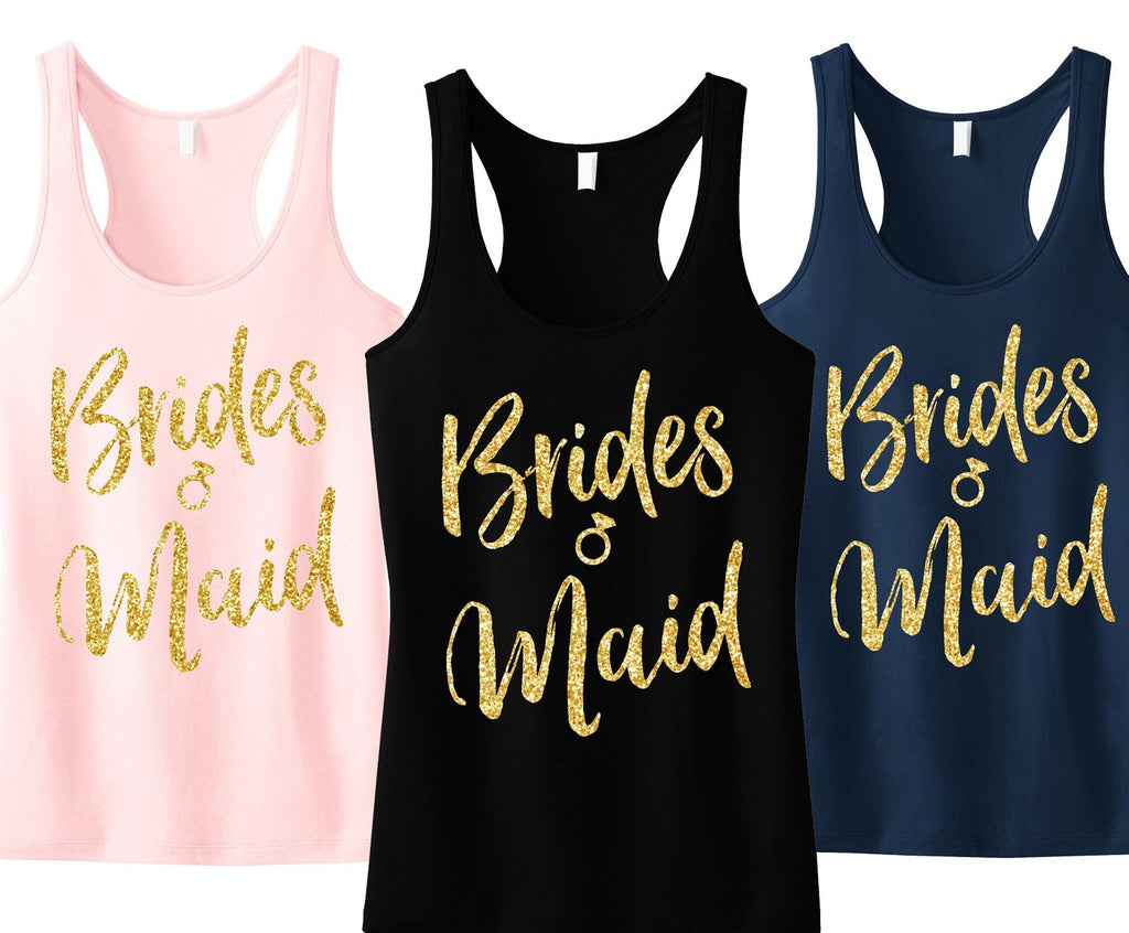 Bridesmaid Script Tank Top with Gold Glitter