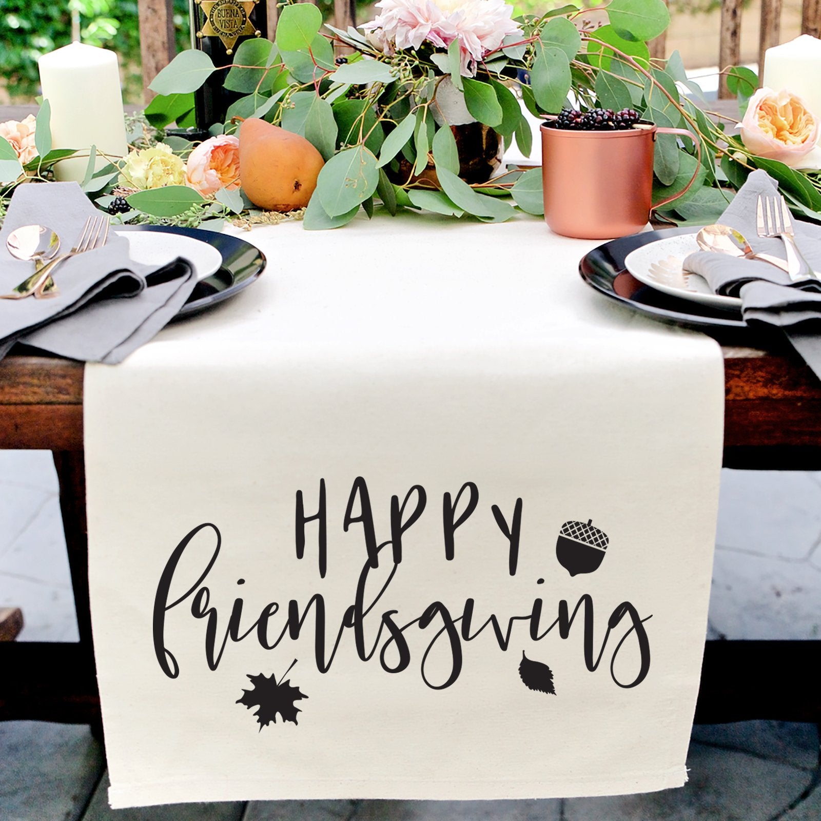 Happy Friendsgiving Canvas Table Runner