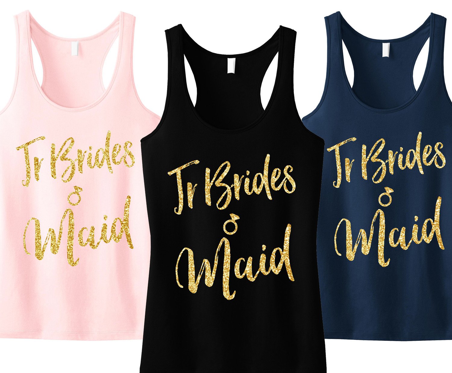 Jr Bridesmaid Tank Top with Gold Glitter