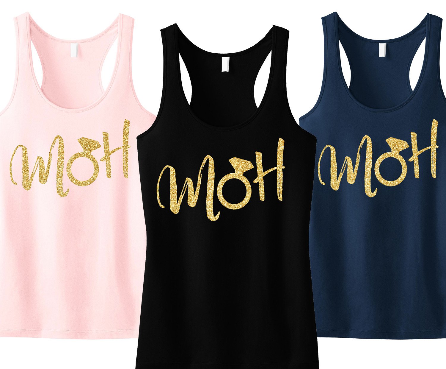 MOH Script Maid of Honor Tank Top with Gold