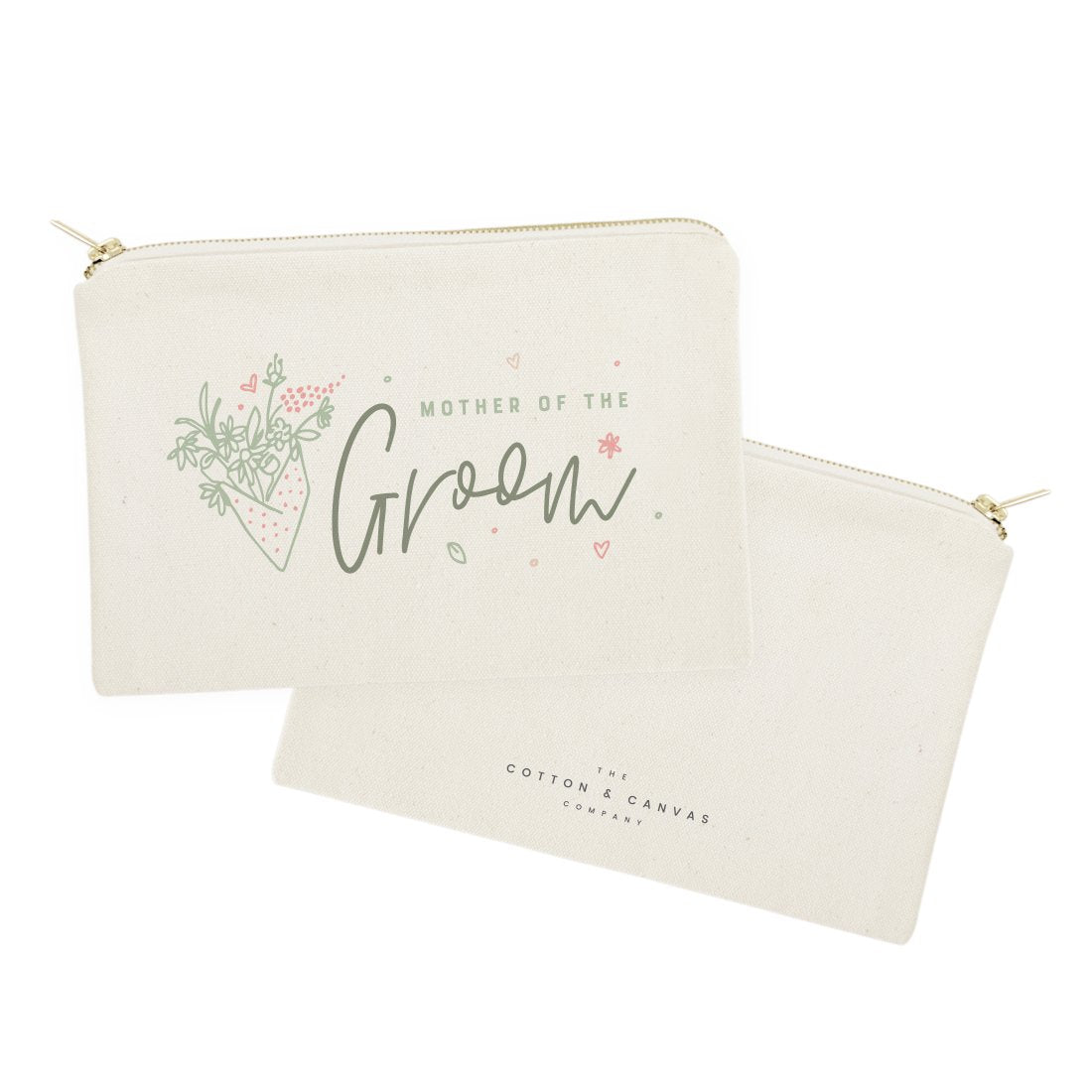 Floral Mother of the Groom Cotton Canvas Cosmetic Bag