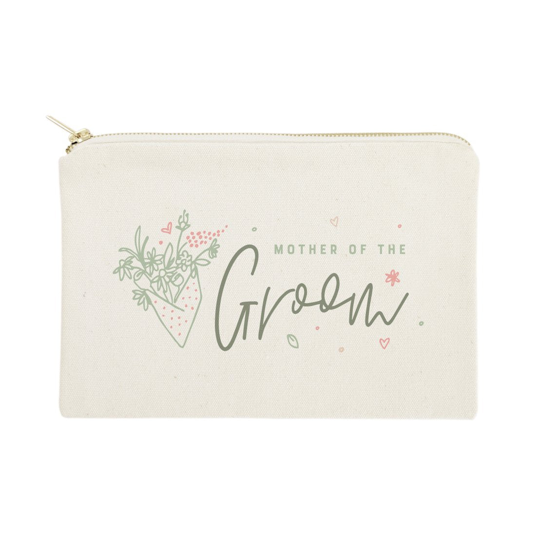 Floral Mother of the Groom Cotton Canvas Cosmetic Bag