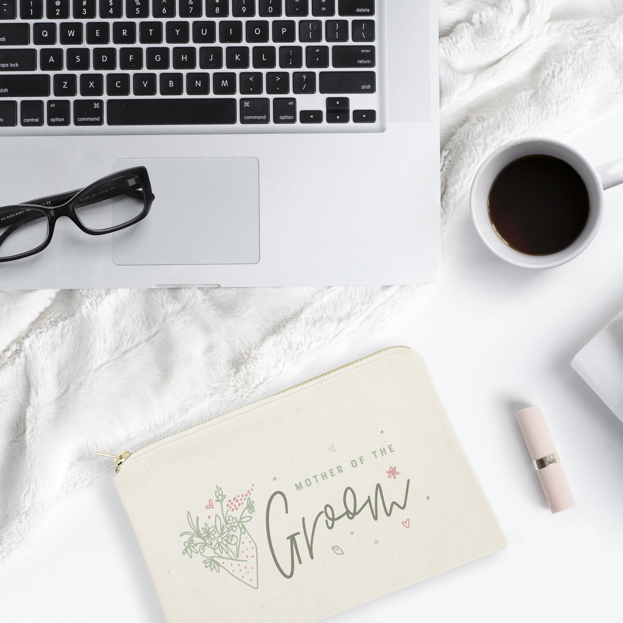 Floral Mother of the Groom Cotton Canvas Cosmetic Bag