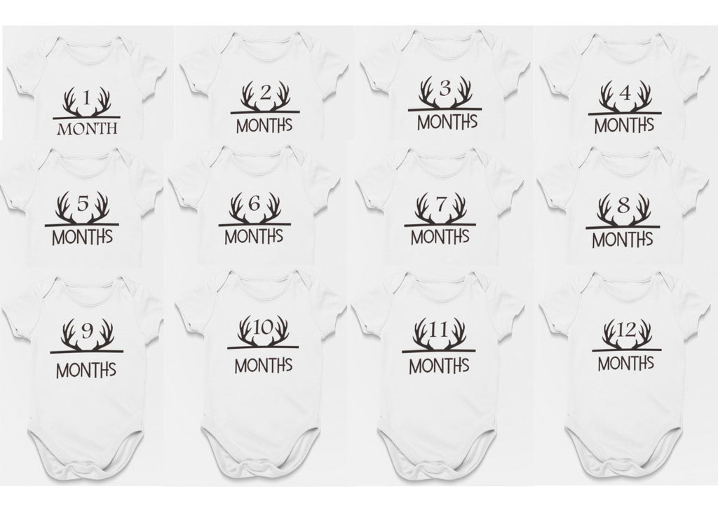 Antlers Monthly Baby Bodysuits