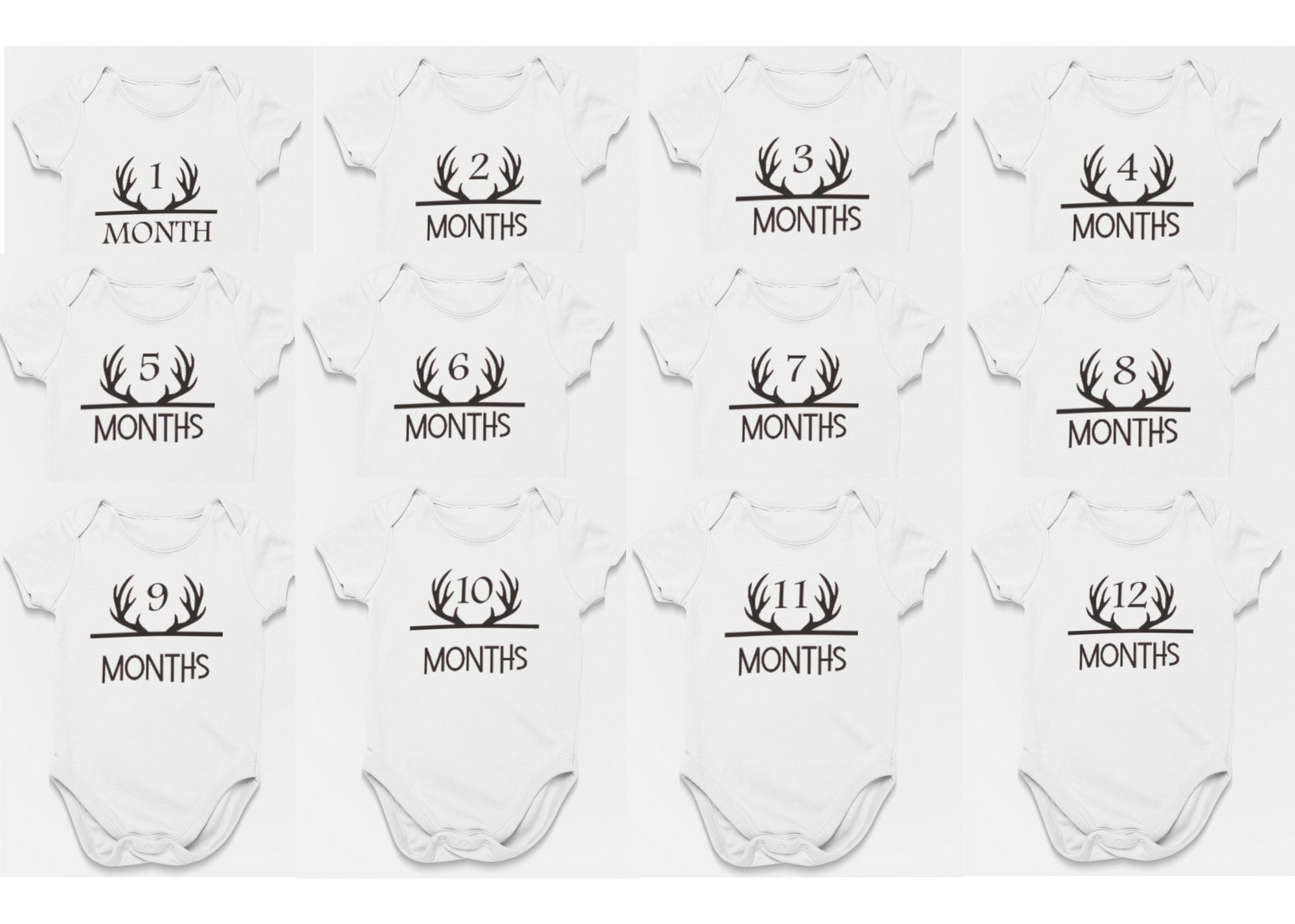 Antlers Monthly Baby Bodysuits
